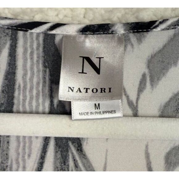 Natori Komono Black and White Midi Dress Slip On Size Medium - Picture 4 of 8